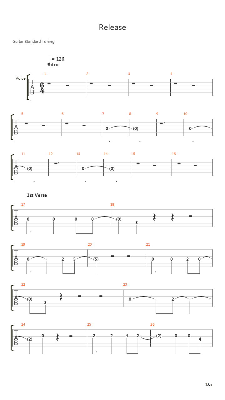 Release吉他谱
