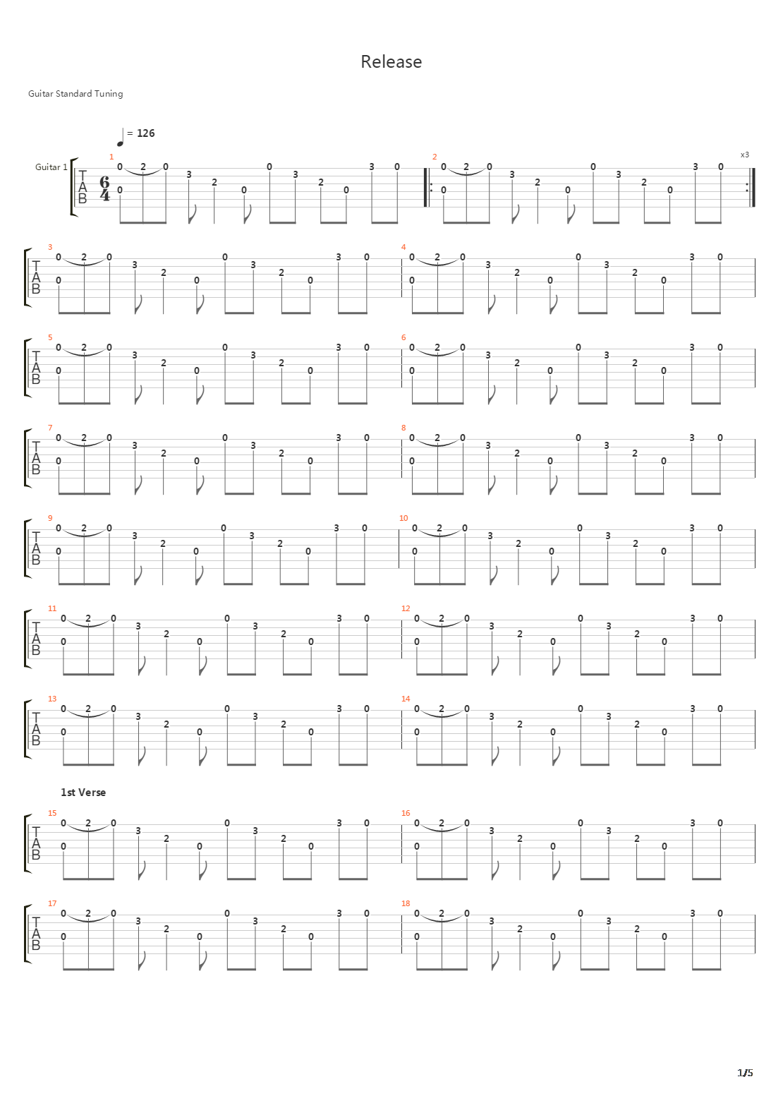 Release吉他谱