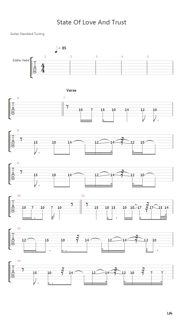 State Of Love And Trust吉他谱