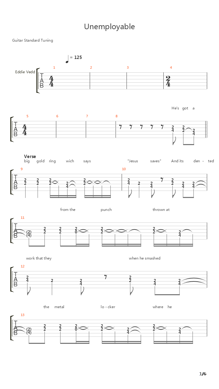 Unemployable吉他谱