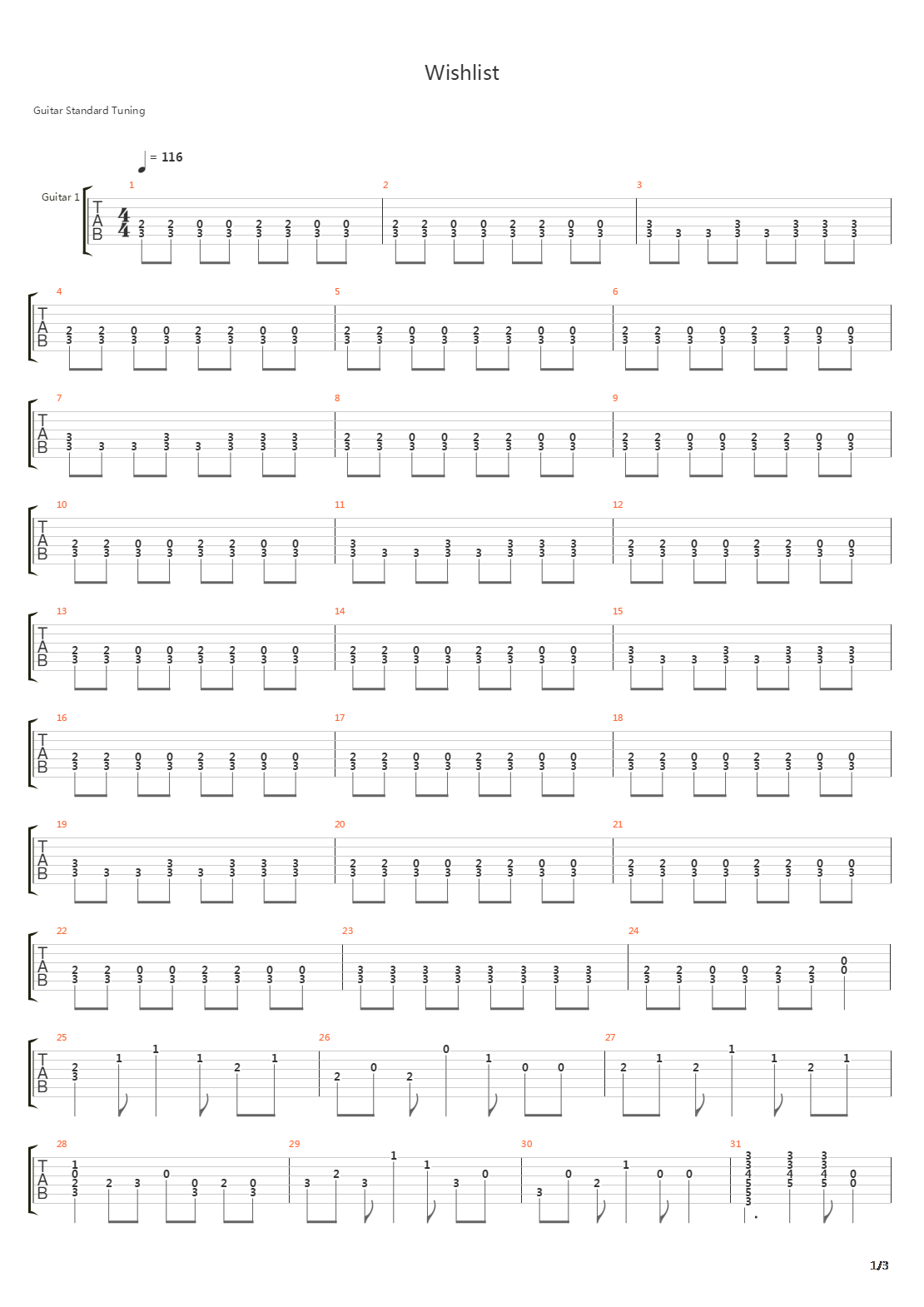 Wishlist吉他谱