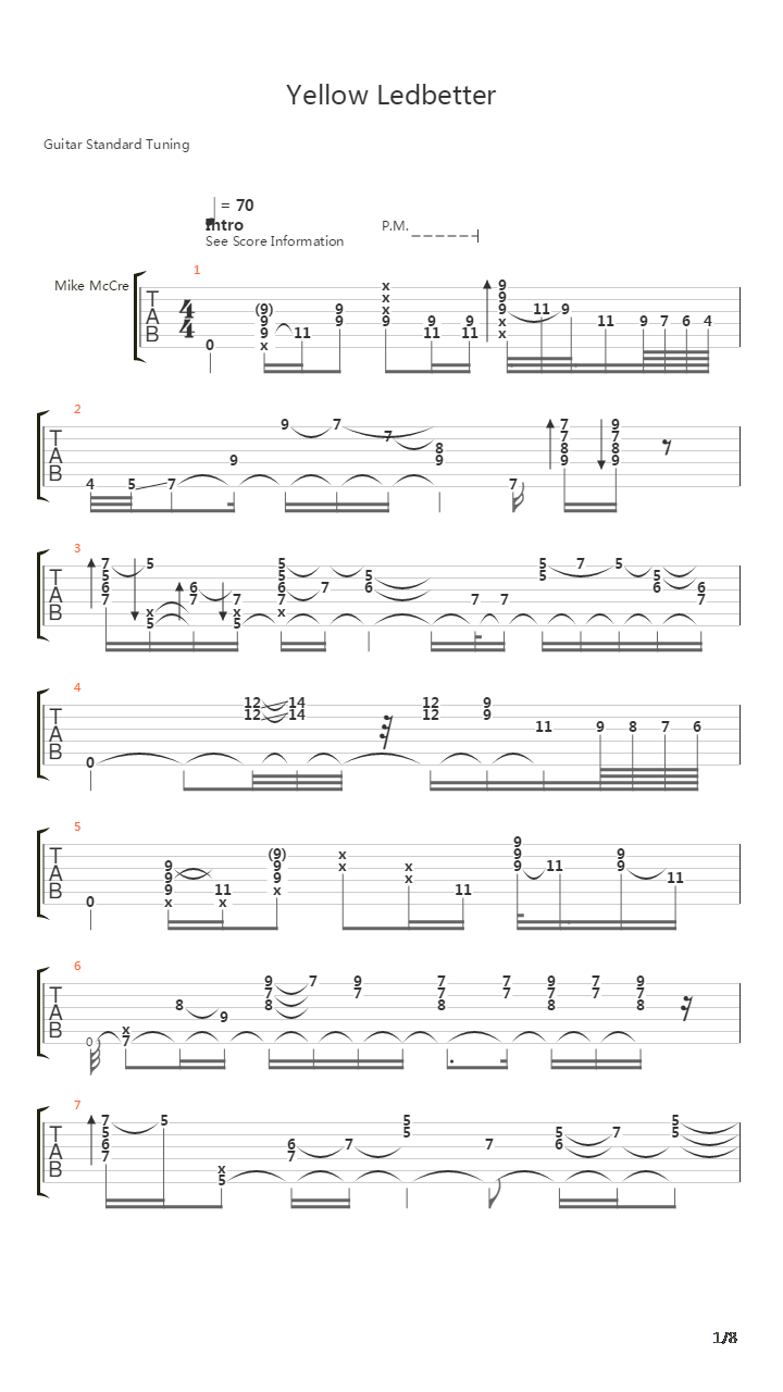 Yellow Ledbetter吉他谱