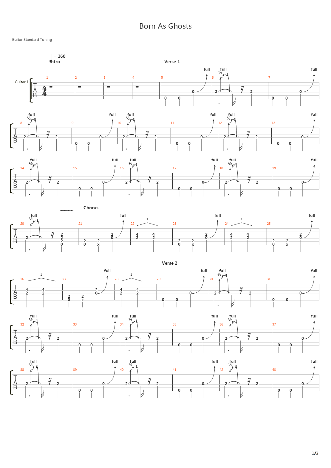 Born As Ghosts吉他谱
