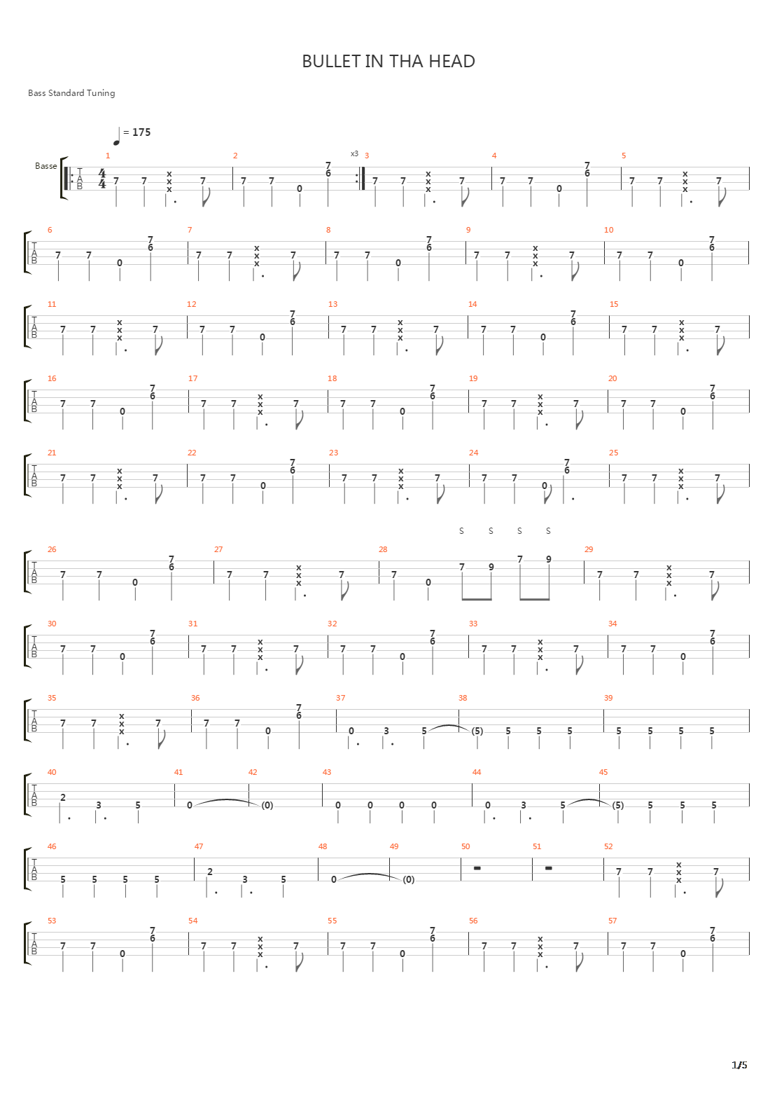 Bullet In The Head吉他谱
