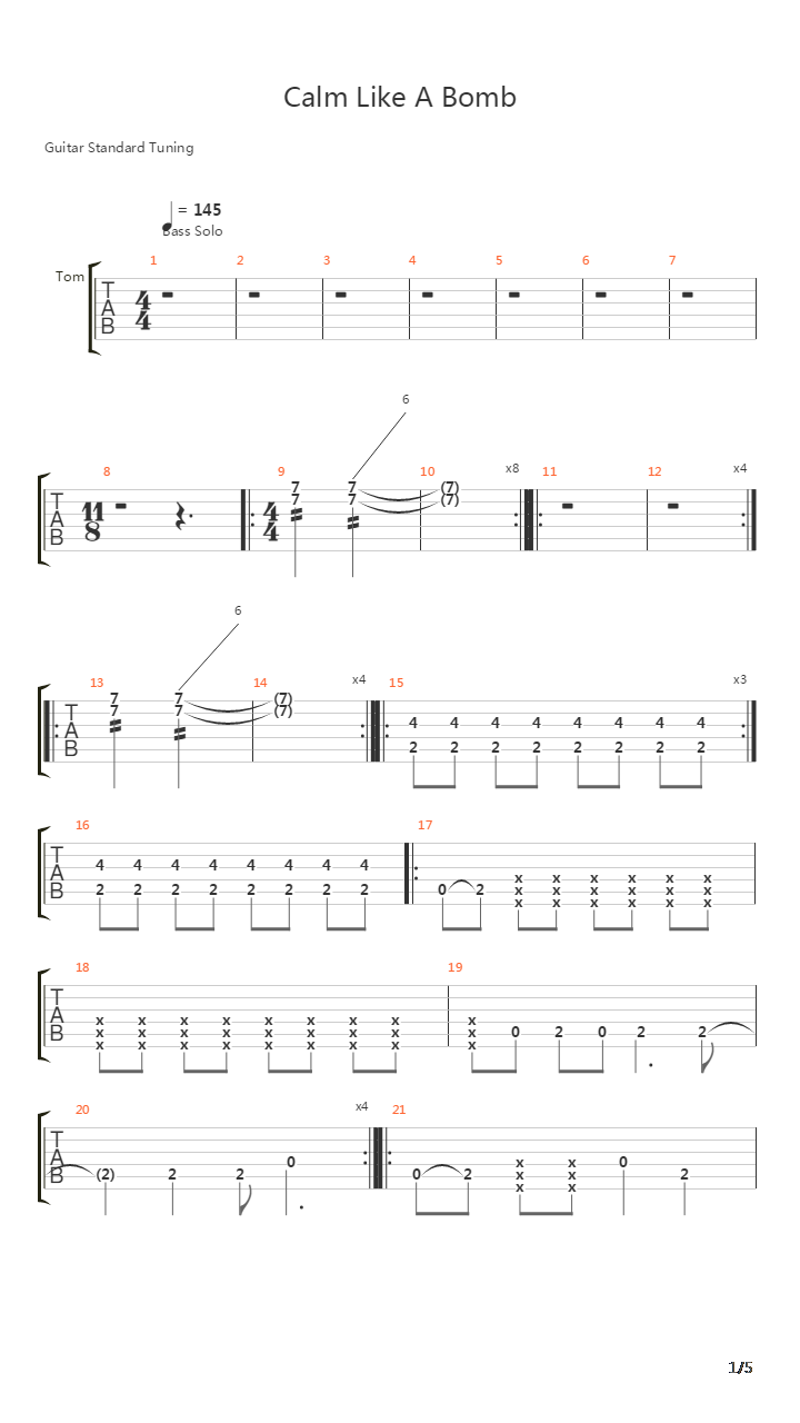 Calm Like A Bomb吉他谱