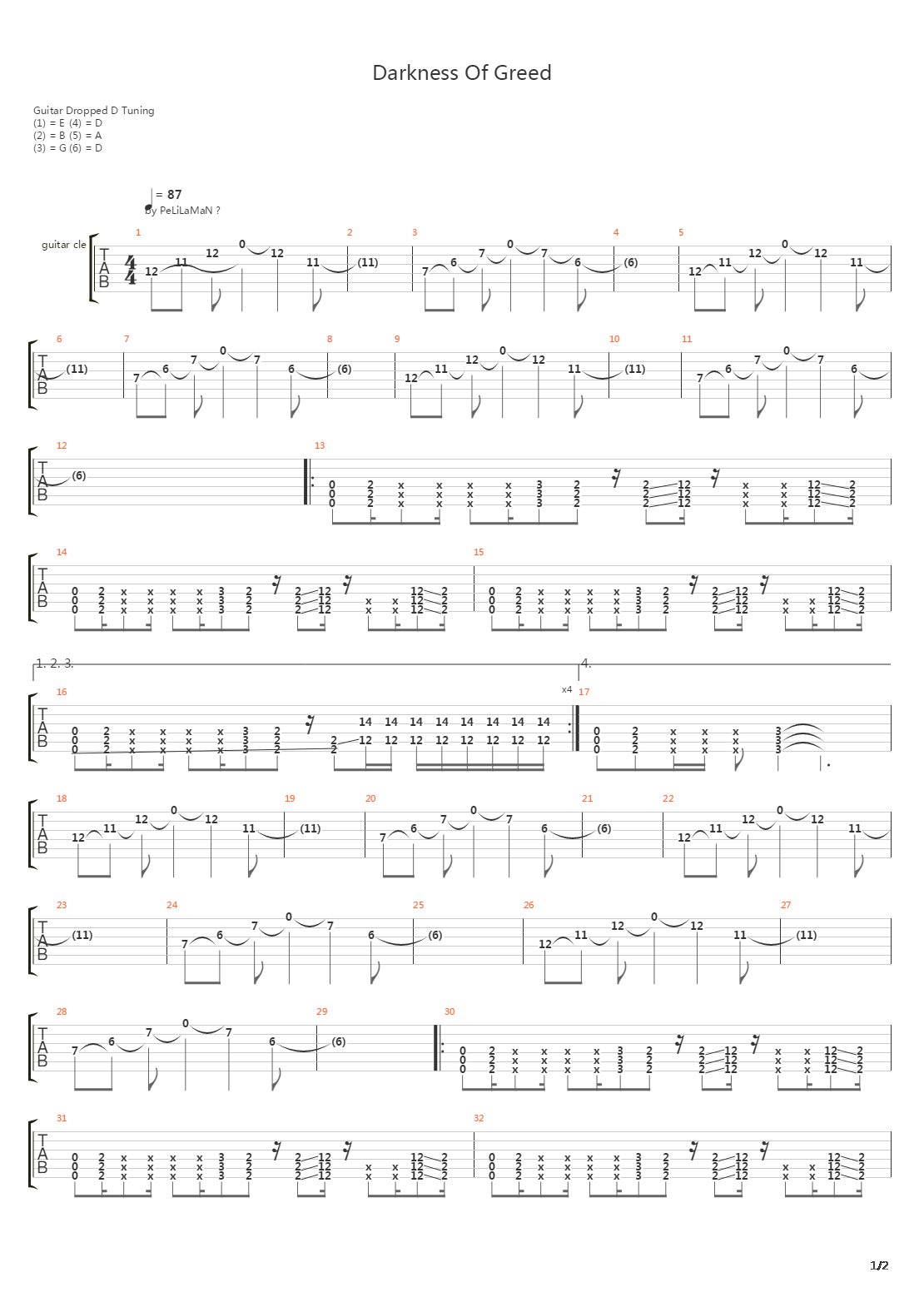 Darkness Of Greed吉他谱