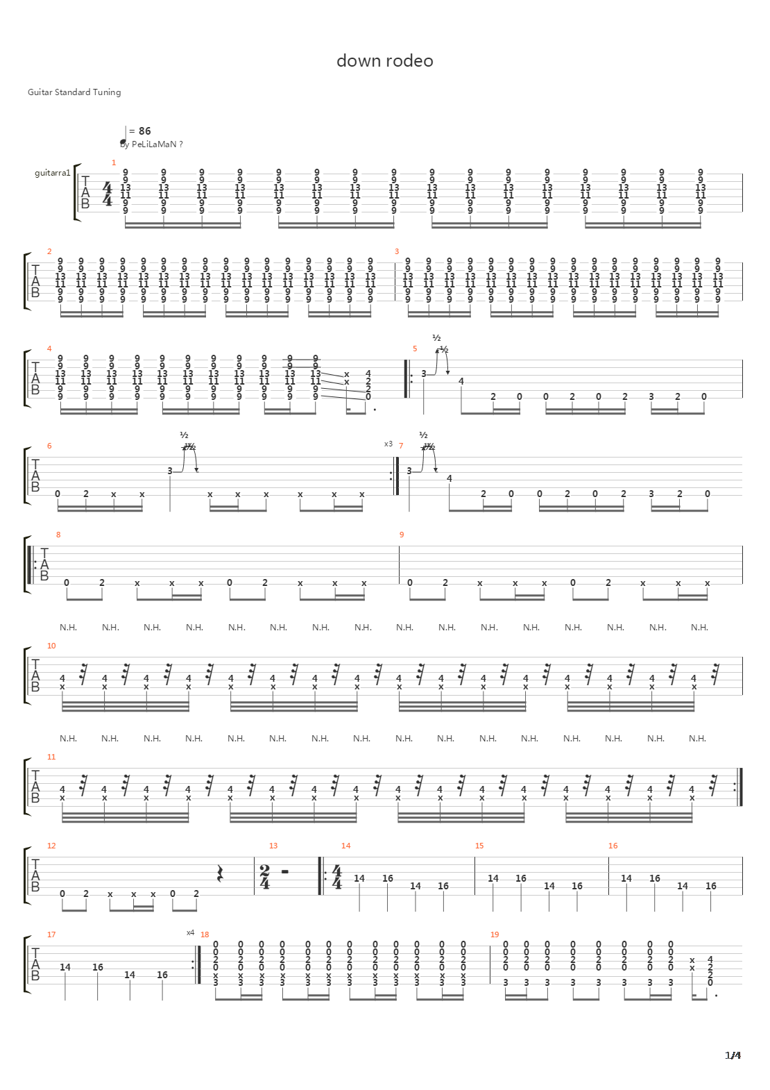 Down Rodeo吉他谱