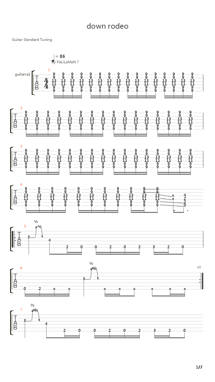 Down Rodeo吉他谱