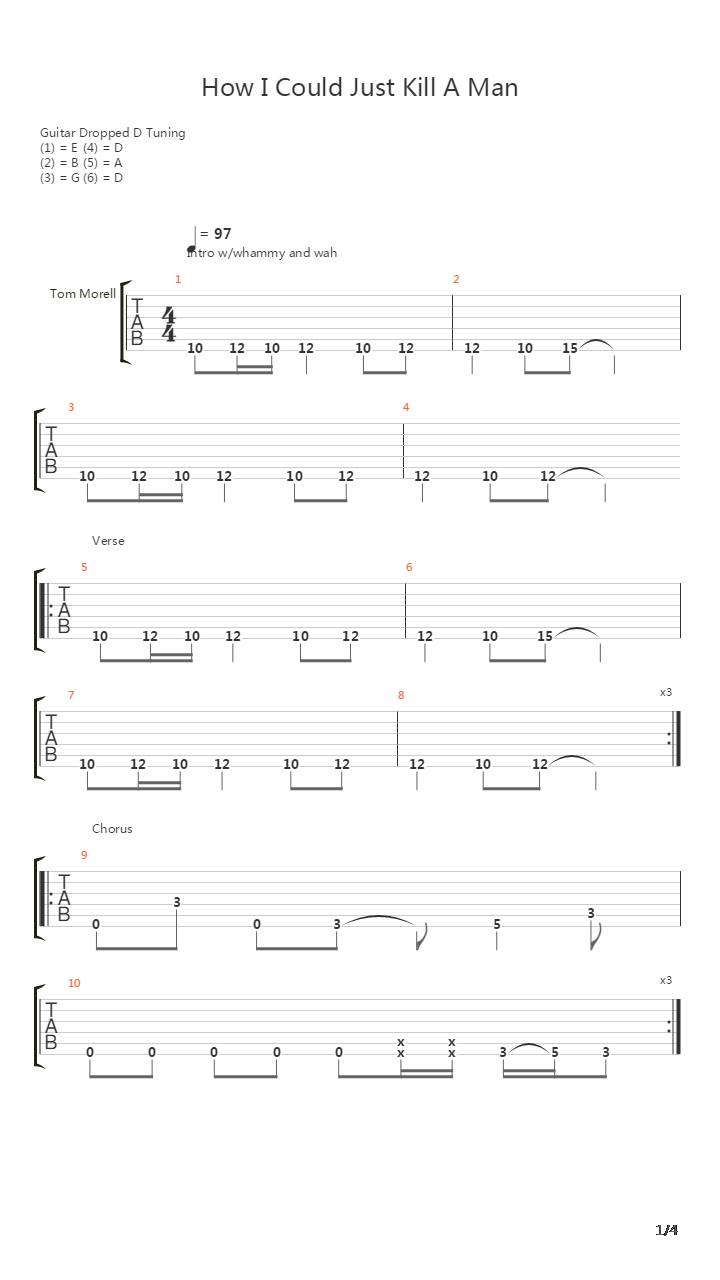How I Could Just Kill A Man吉他谱