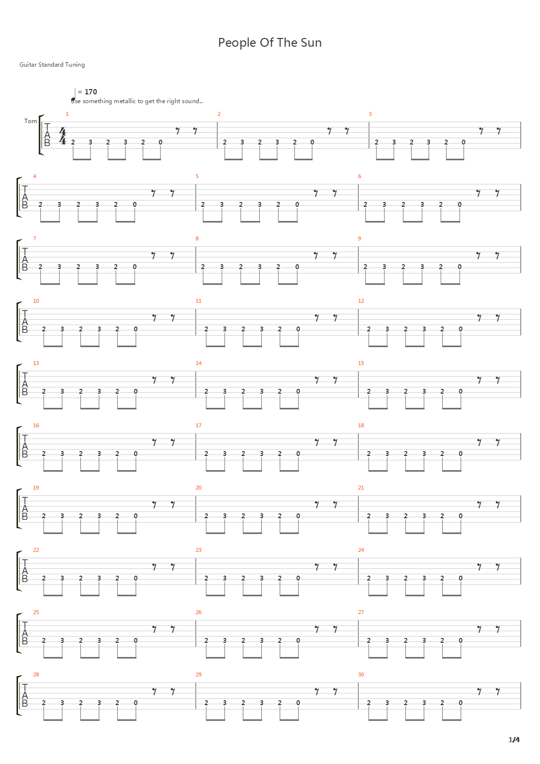 People Of The Sun吉他谱