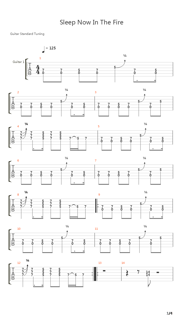 Sleep Now In The Fire吉他谱