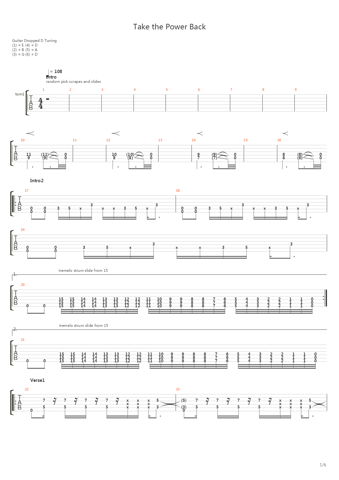 Take The Power Back吉他谱