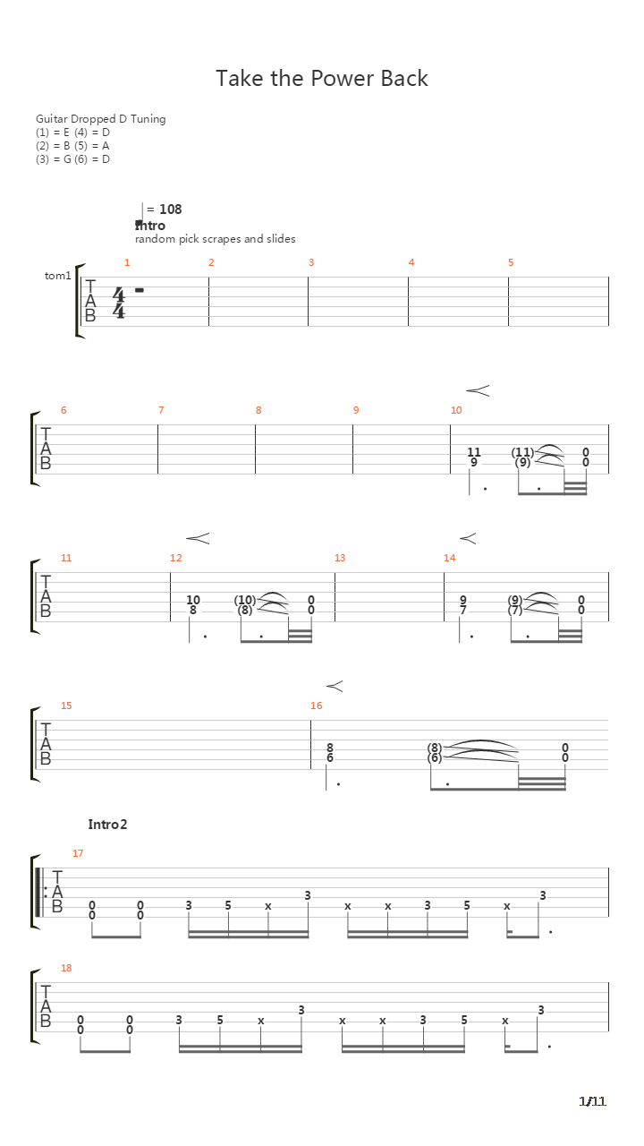 Take The Power Back吉他谱