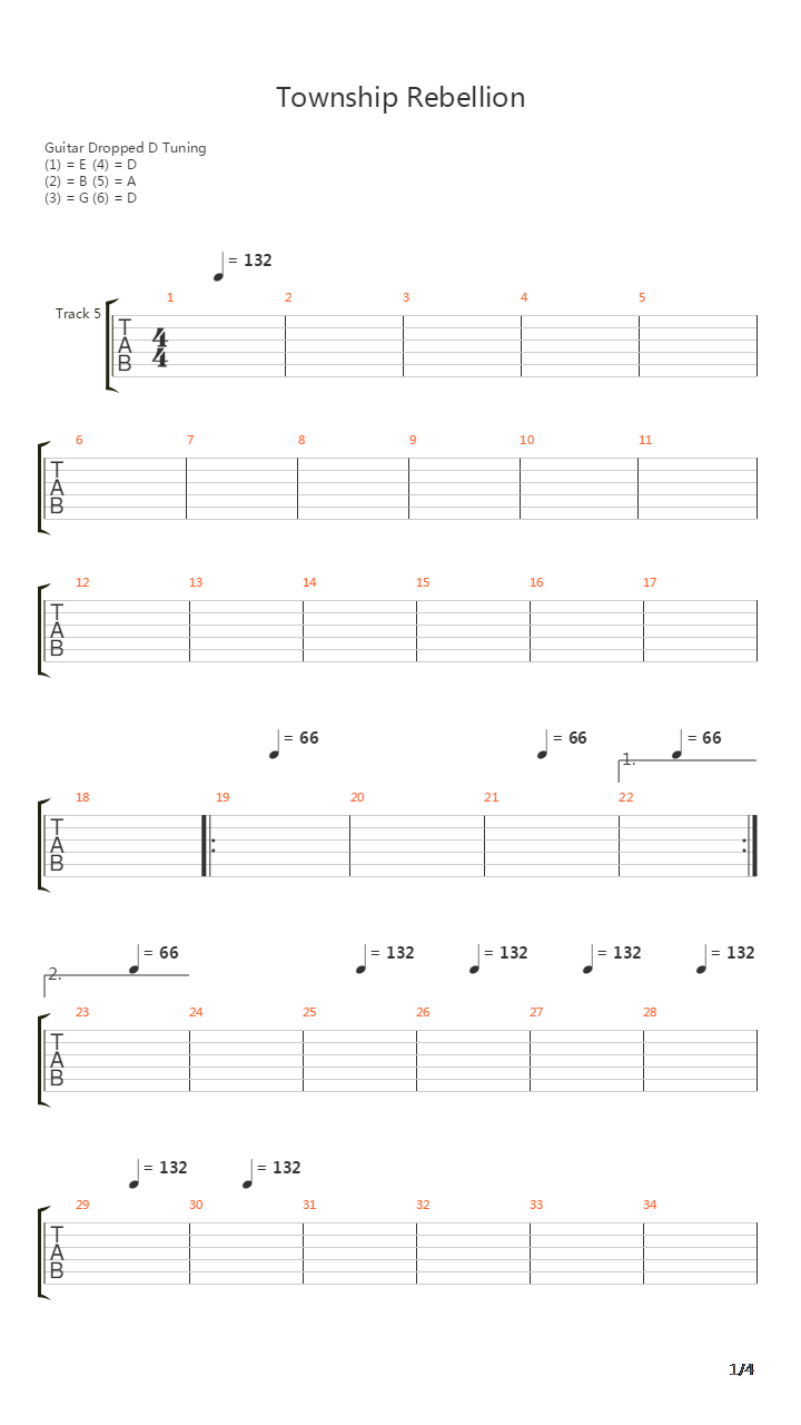 Township Rebellion吉他谱