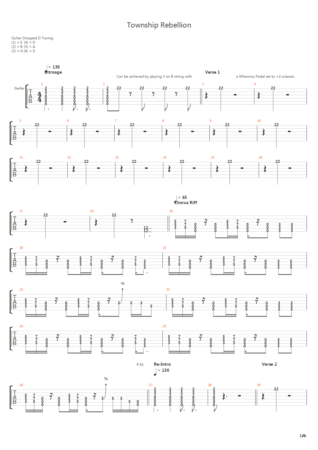 Township Rebellion吉他谱