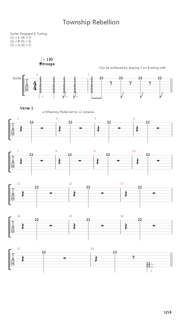 Township Rebellion吉他谱
