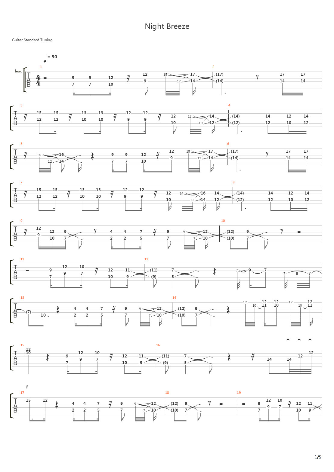 Night Breeze吉他谱
