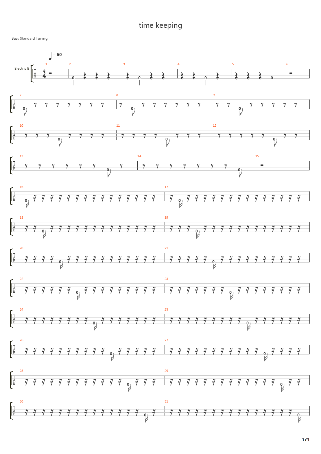 时值练习曲(Time Keeping by Victor Wooten)吉他谱