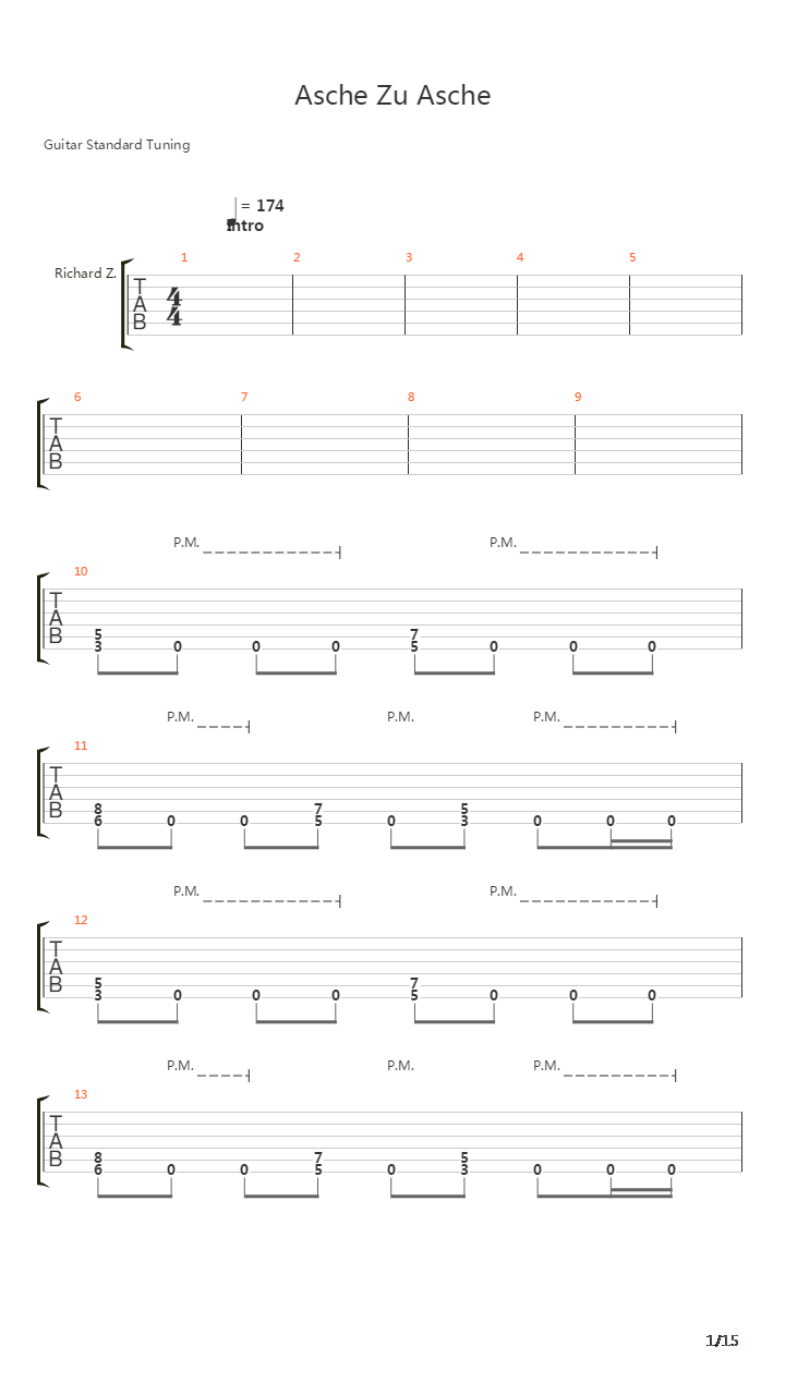 Asche Zu Asche吉他谱
