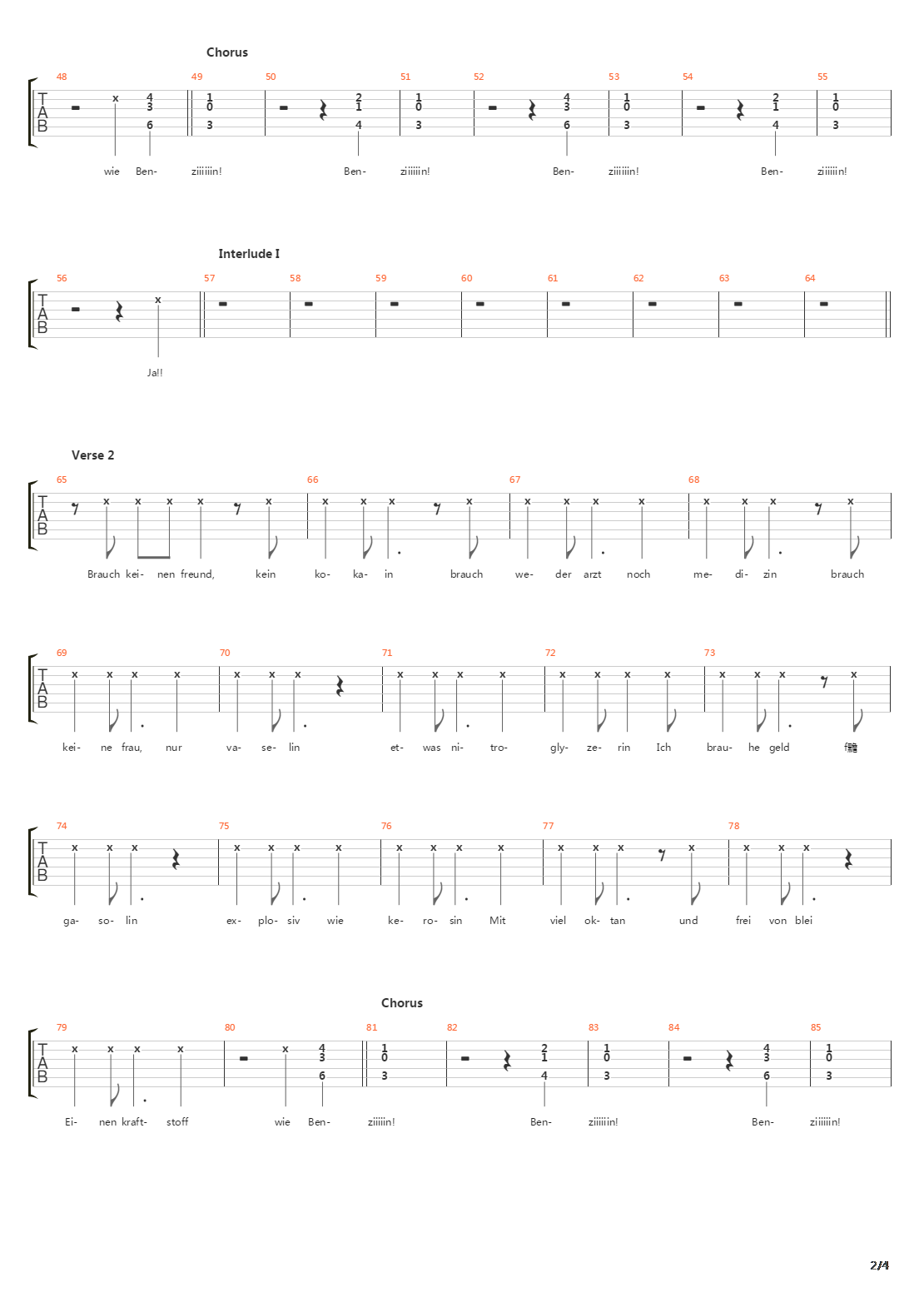 Benzin吉他谱