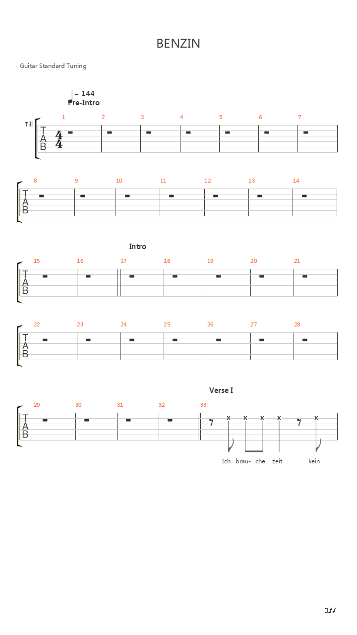 Benzin吉他谱