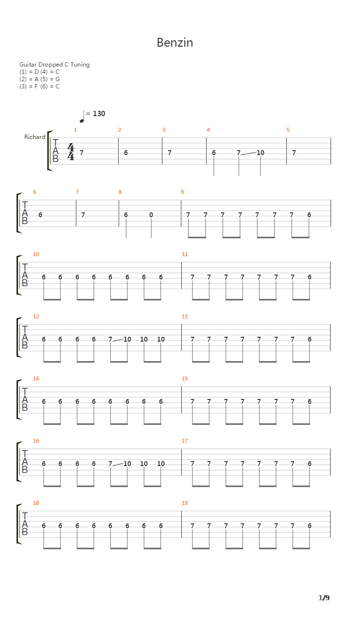 Benzin吉他谱