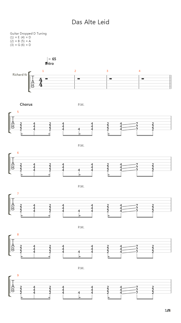 Das Alte Leid吉他谱