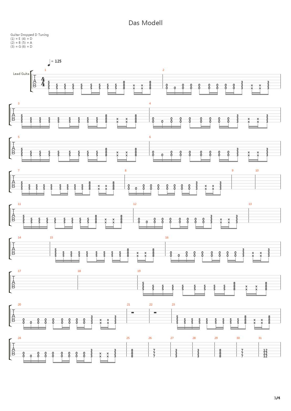 Das Modell吉他谱