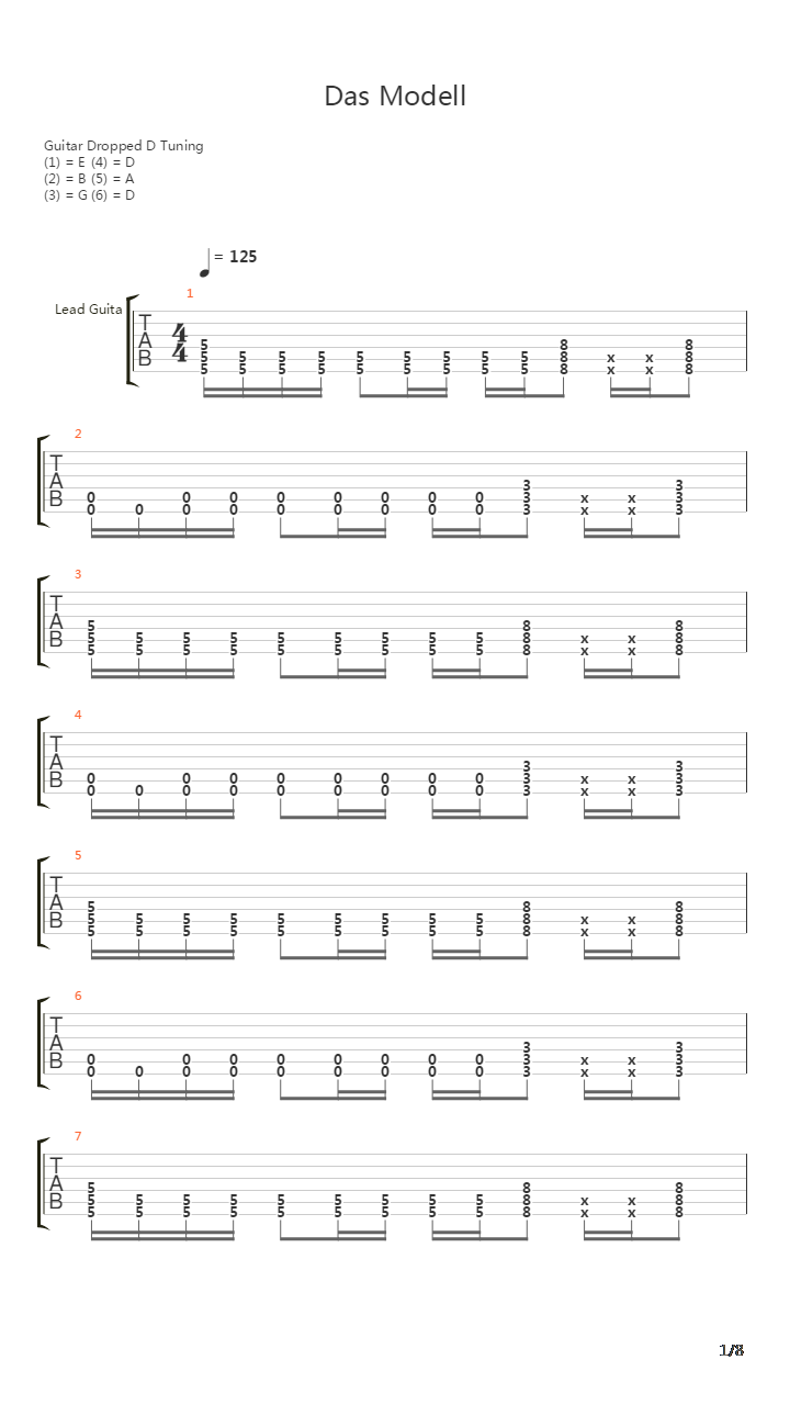Das Modell吉他谱