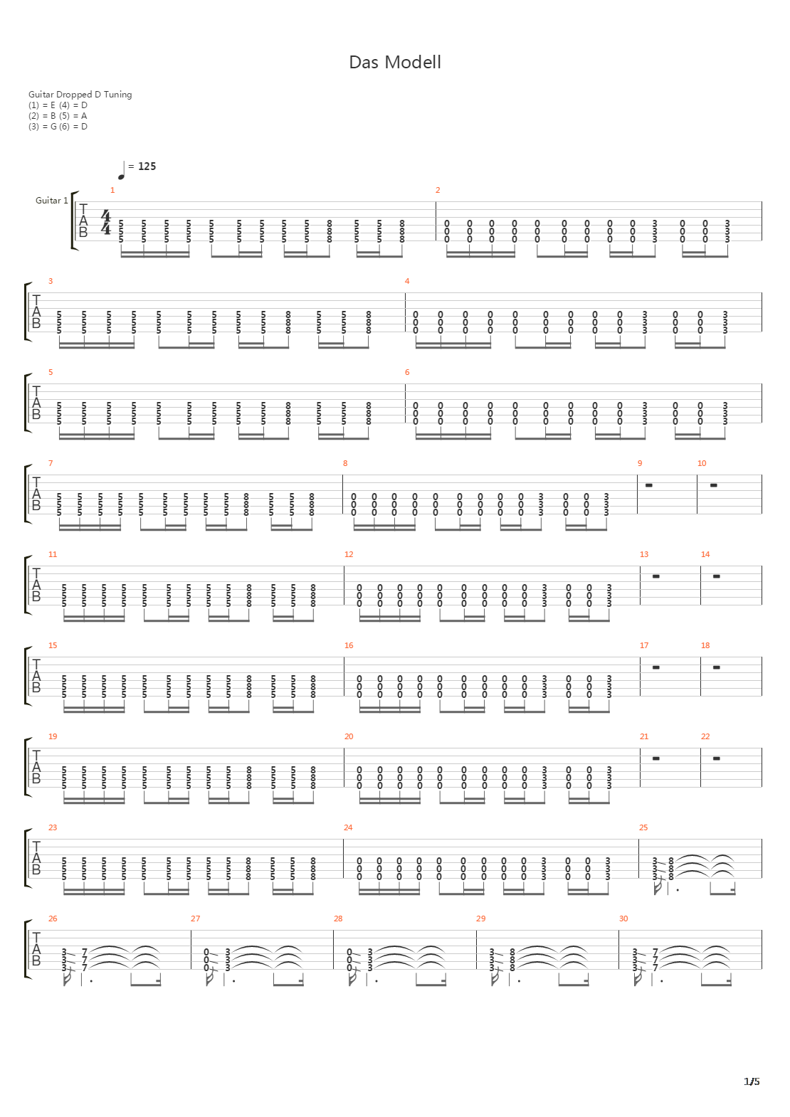 Das Modell吉他谱