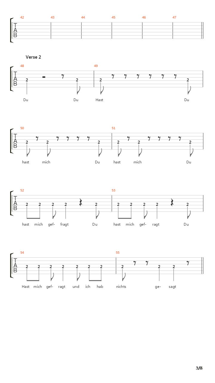 Du Hast吉他谱