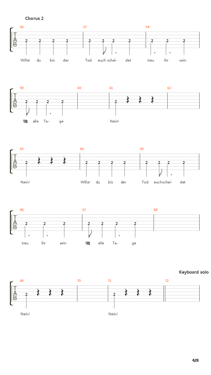 Du Hast吉他谱