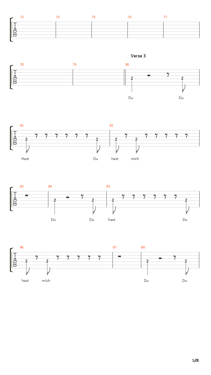 Du Hast吉他谱