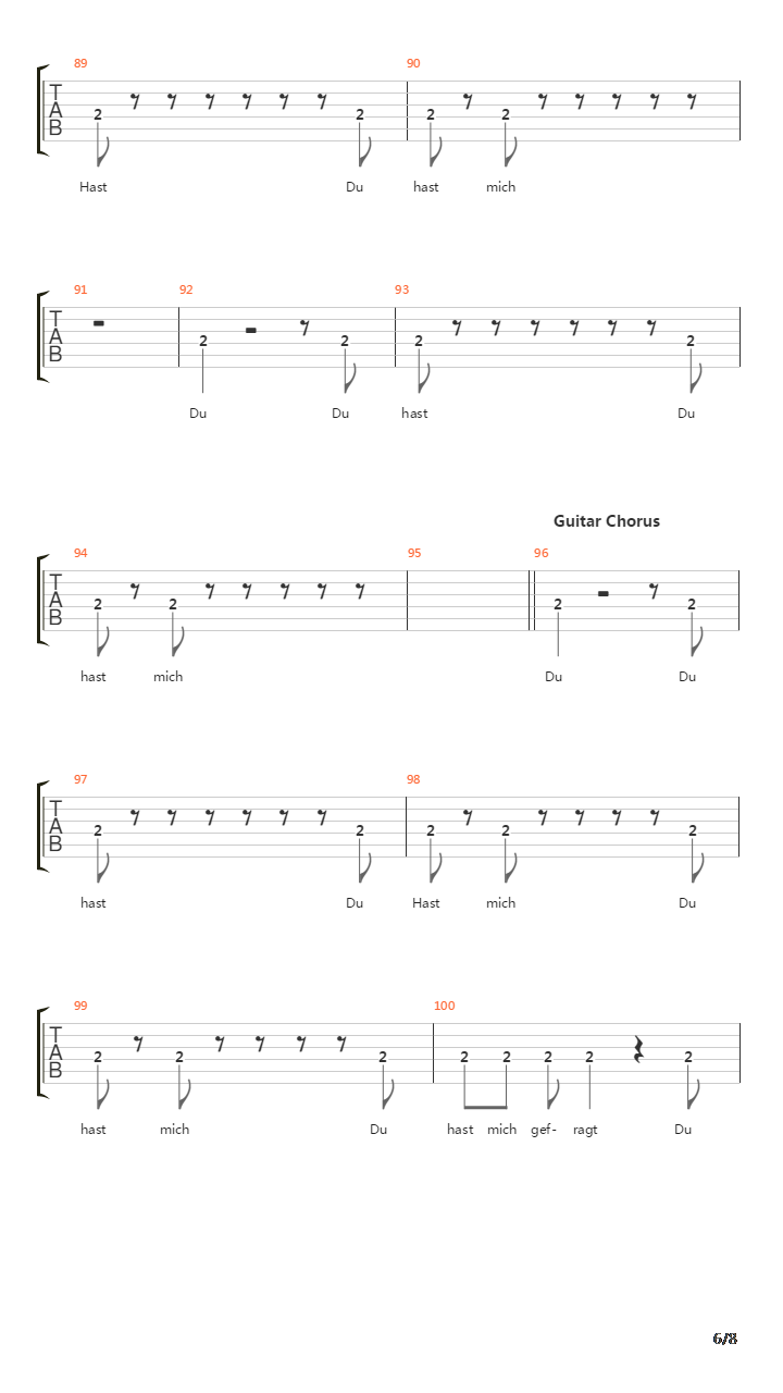 Du Hast吉他谱