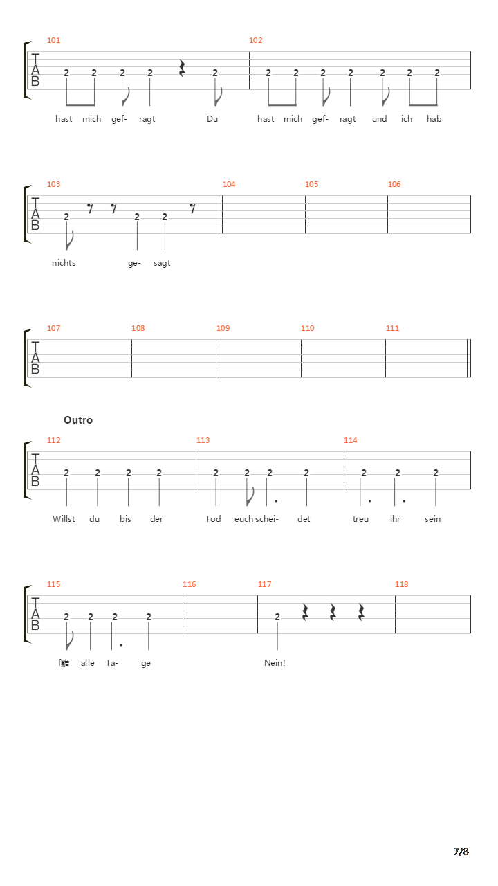 Du Hast吉他谱