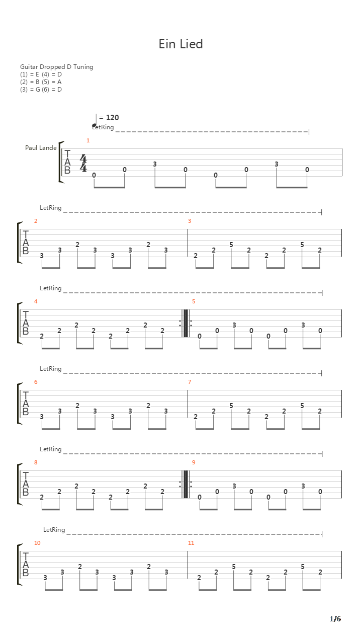 Ein Lied吉他谱