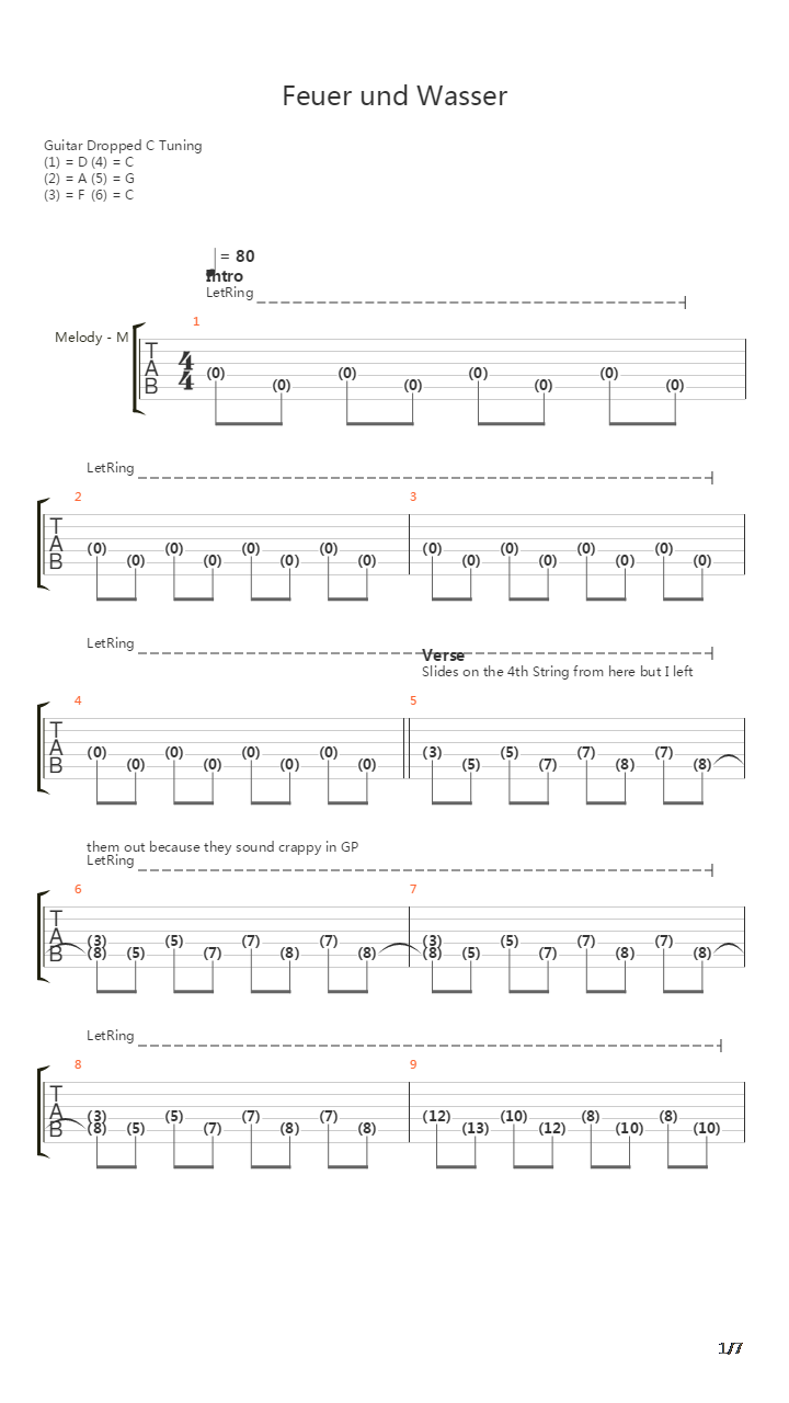 Feuer Und Wasser吉他谱