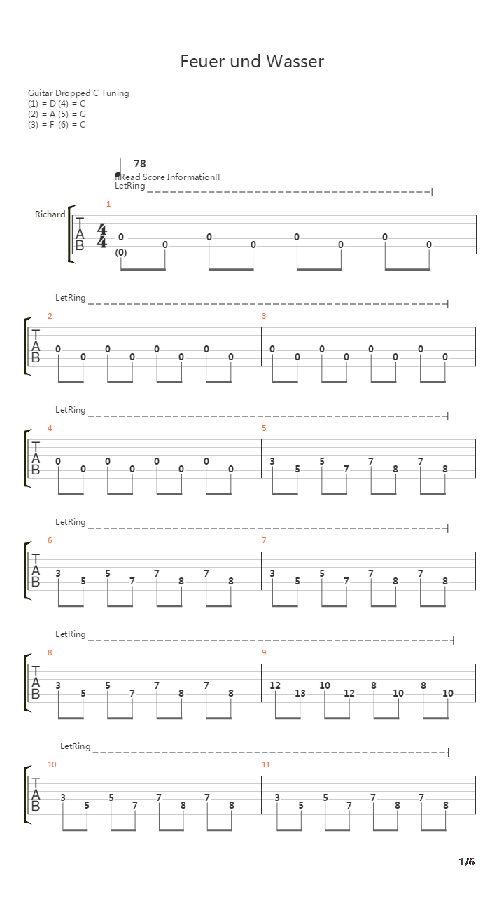 Feuer Und Wasser吉他谱