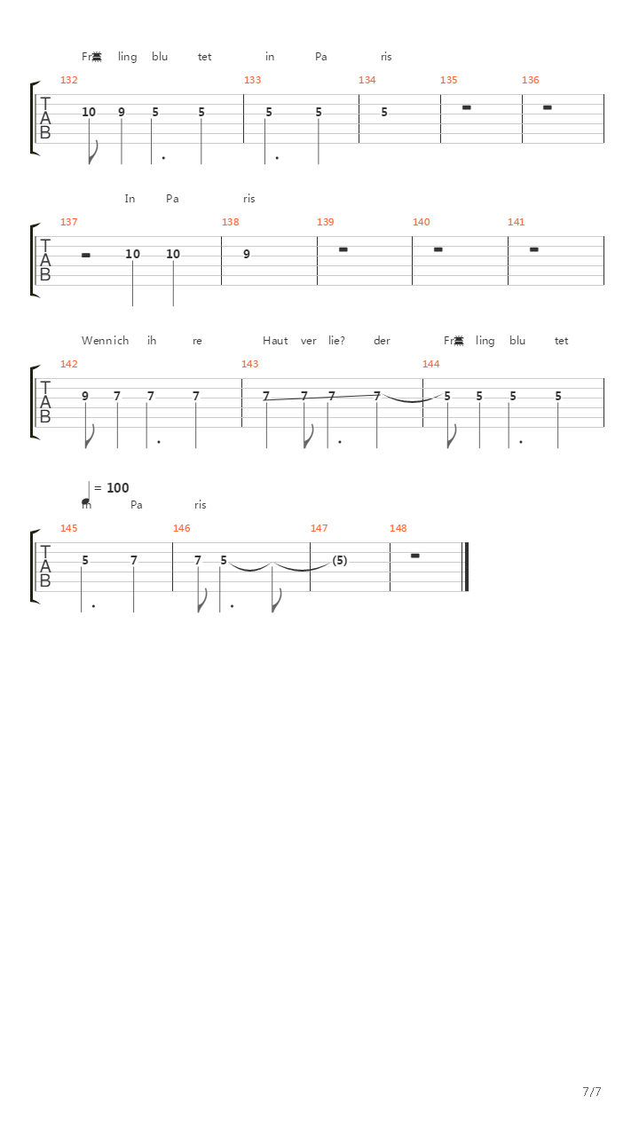 Fruhling In Paris吉他谱