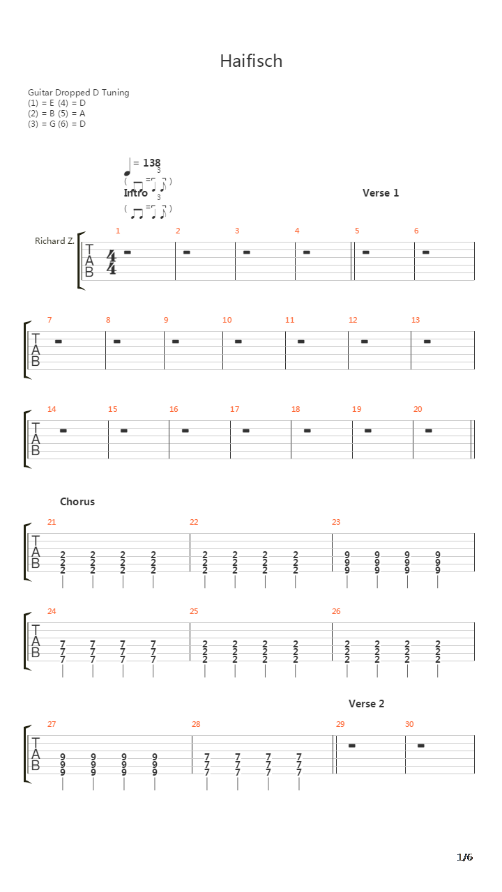 Haifisch吉他谱