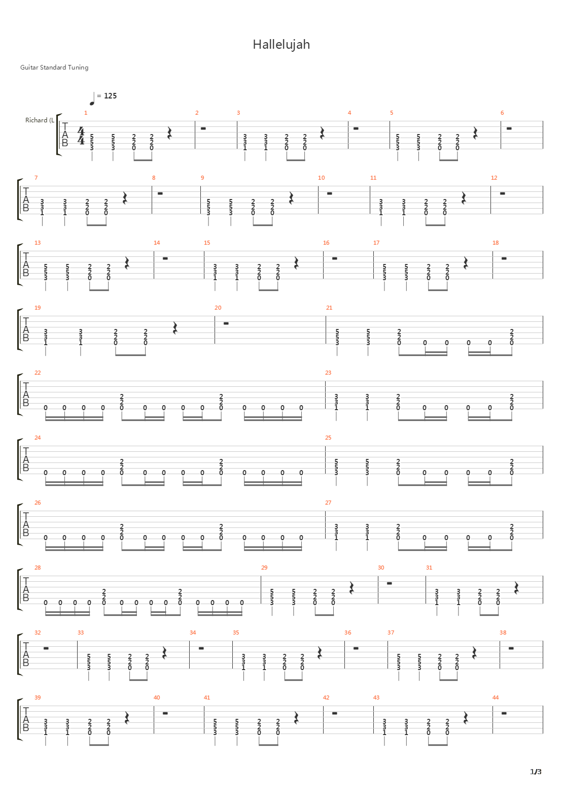 Hallelujah吉他谱