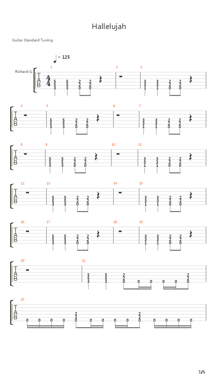 Hallelujah吉他谱