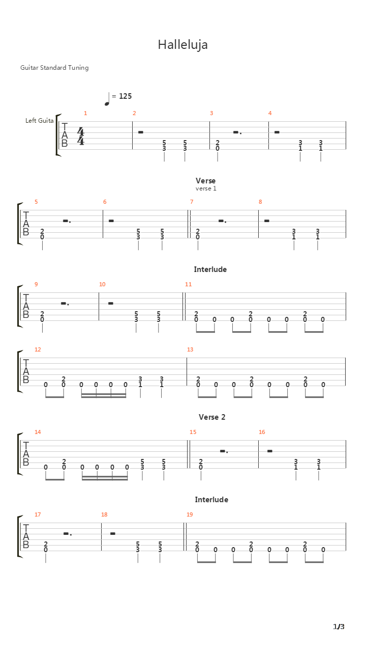 Hallelujah吉他谱