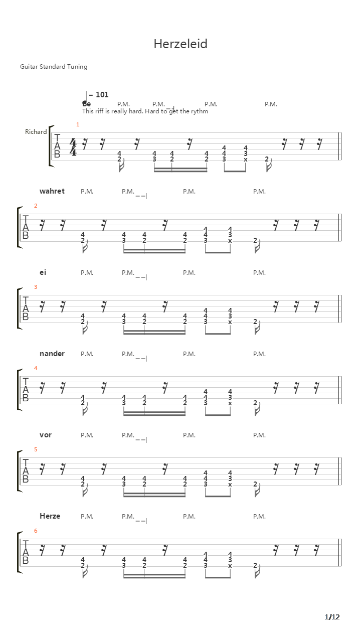 Herzeleid吉他谱