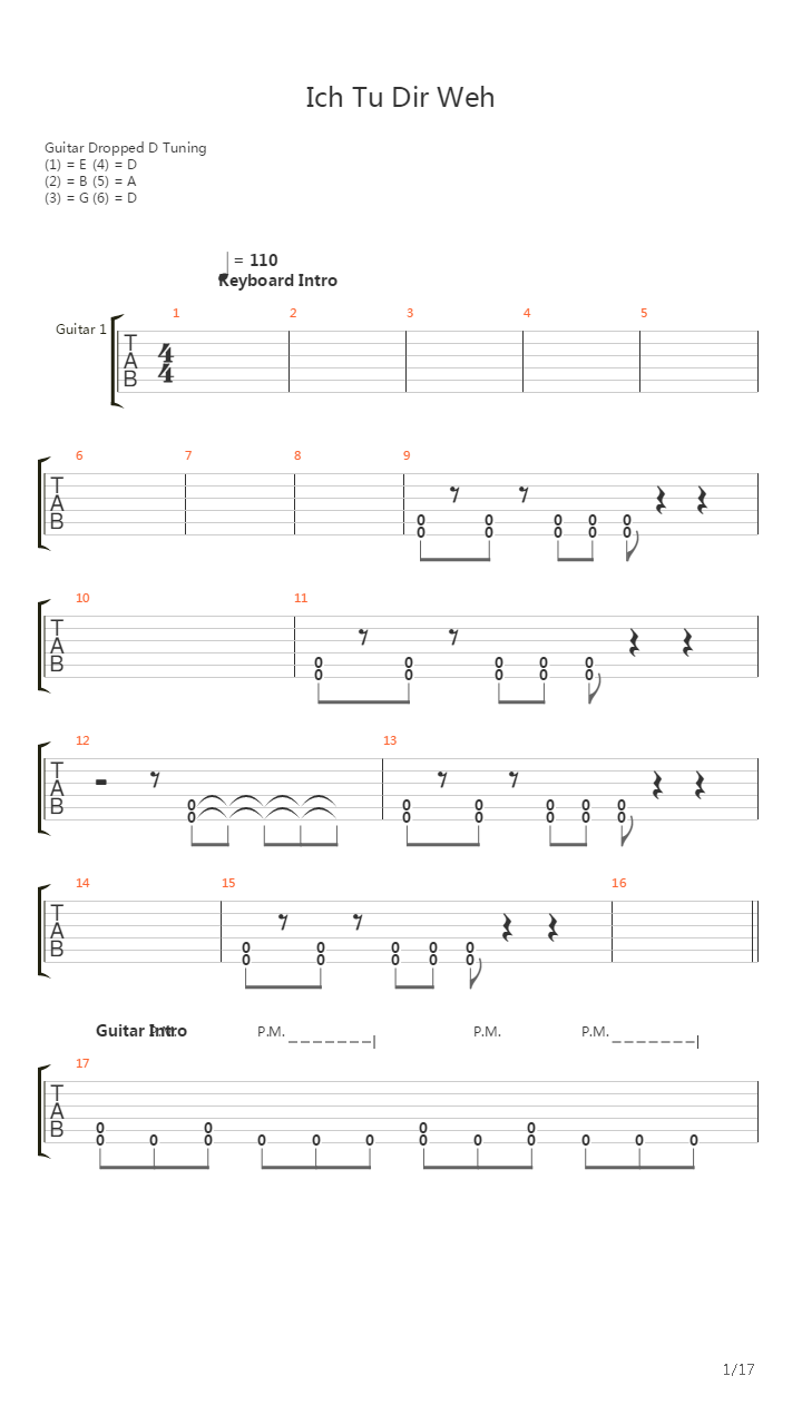 Ich Tu Dir Weh吉他谱