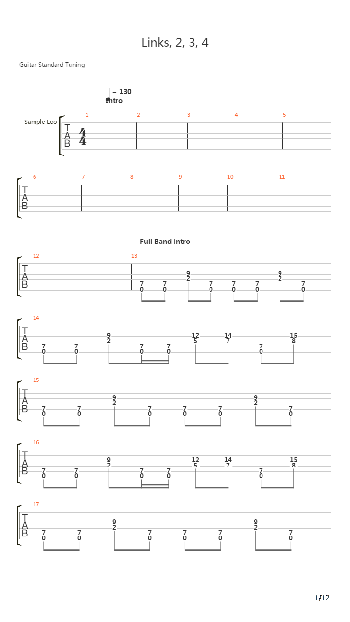 Links 2 3 4吉他谱