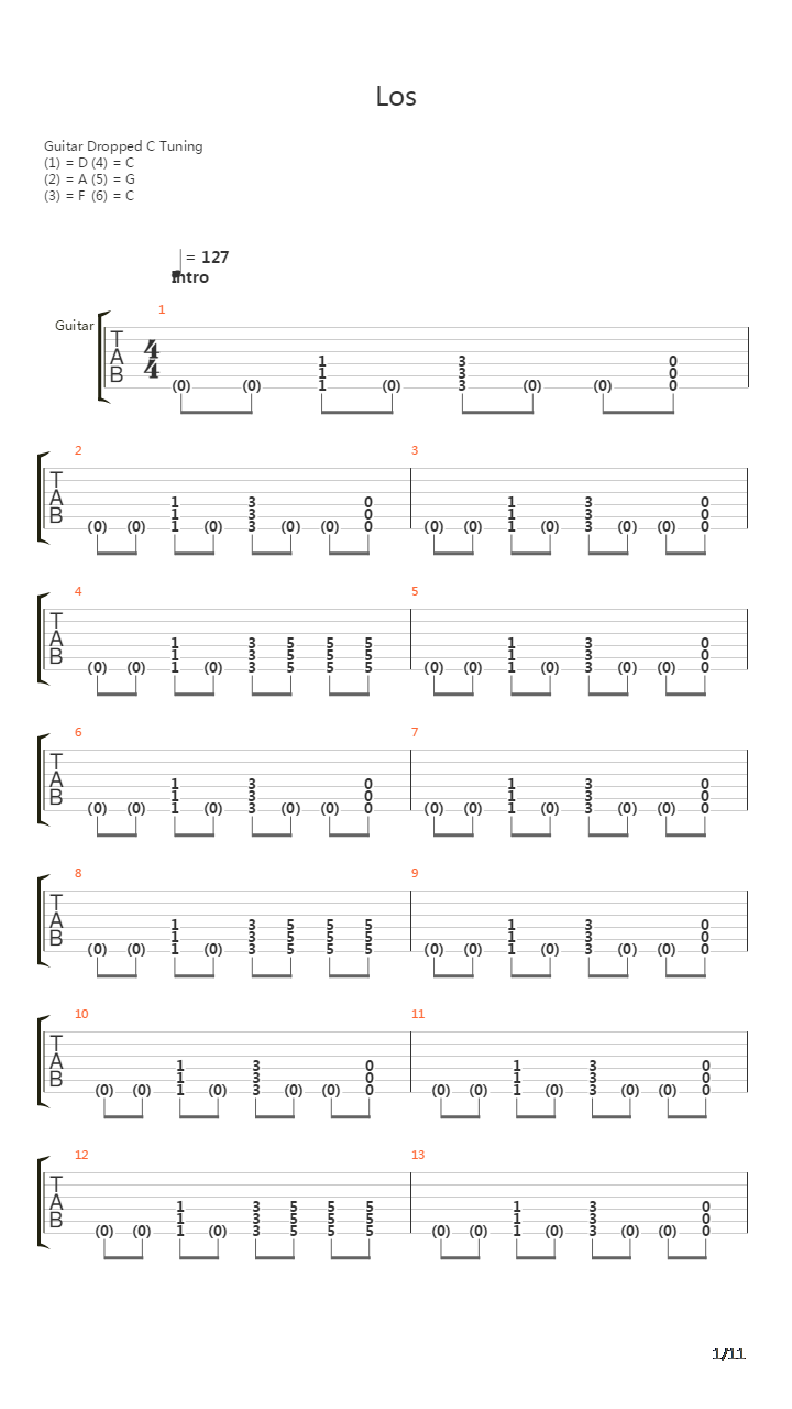 Los吉他谱