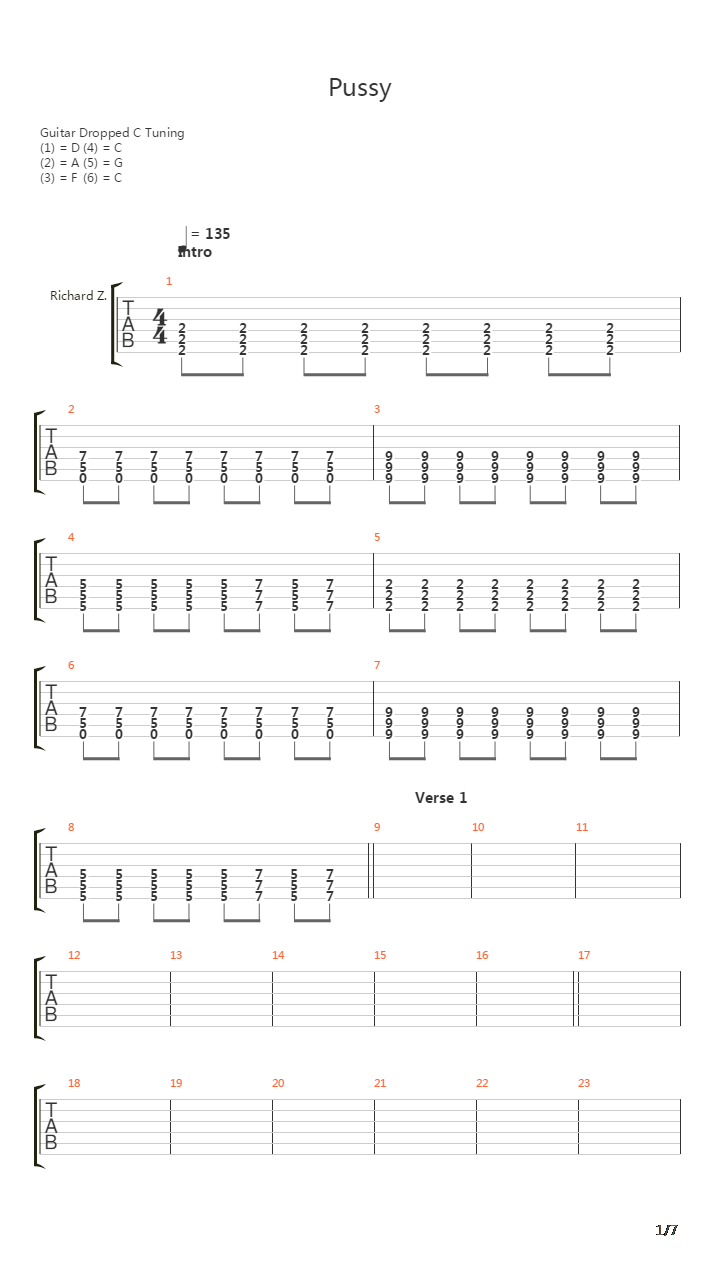 Pussy吉他谱