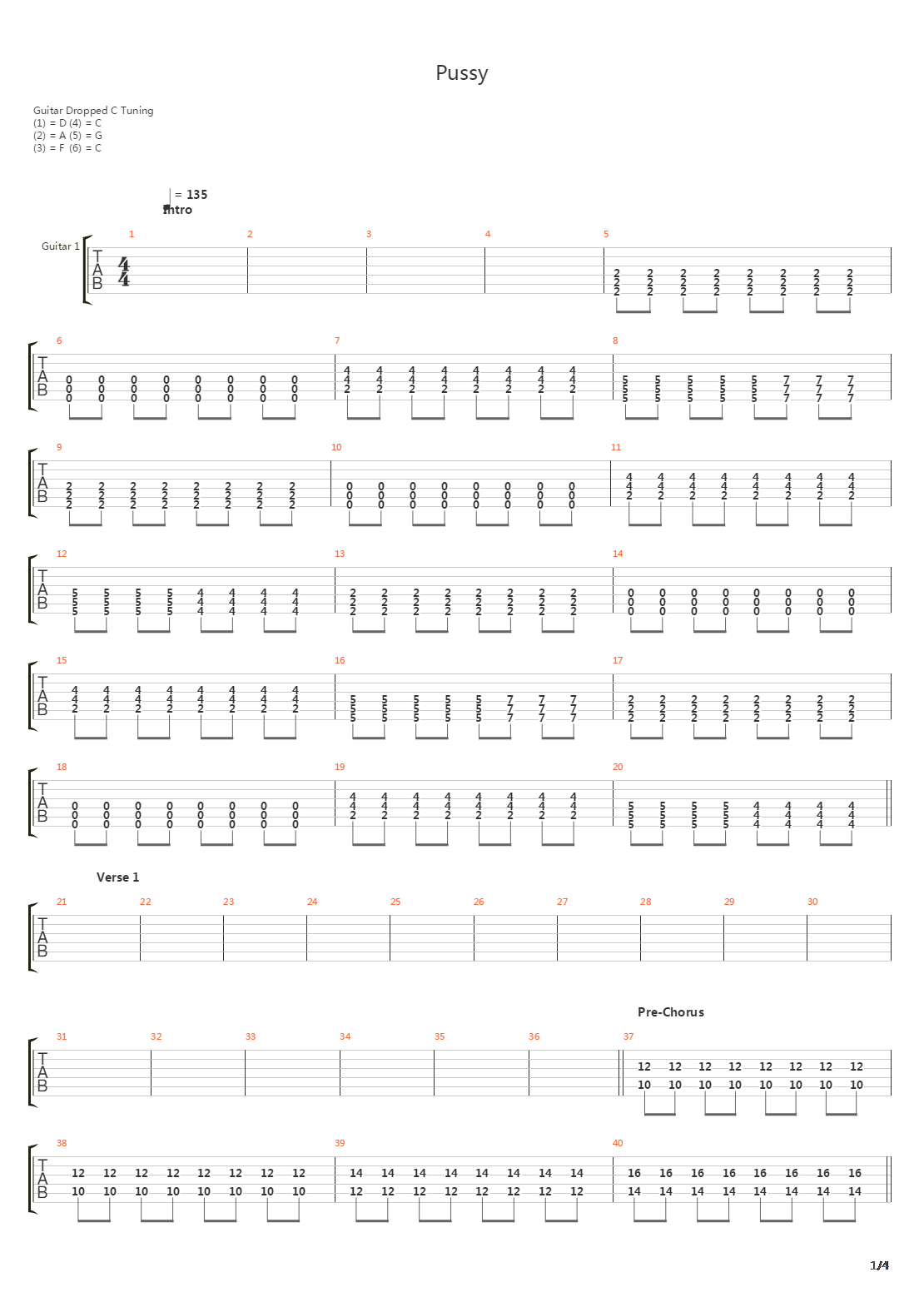 Pussy吉他谱