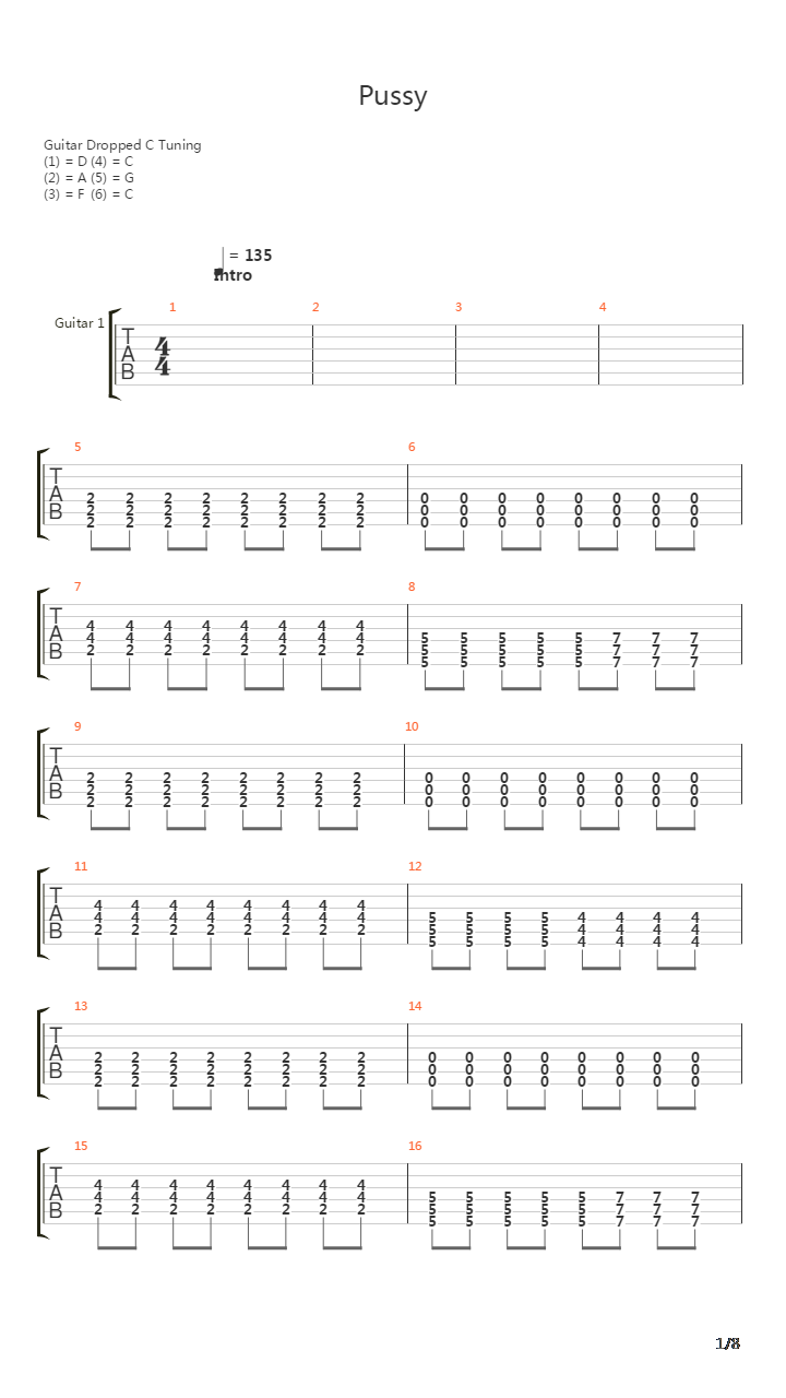 Pussy吉他谱
